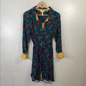 EUC Matilda Jane Blue and Red Floral Long Sleeve Dress